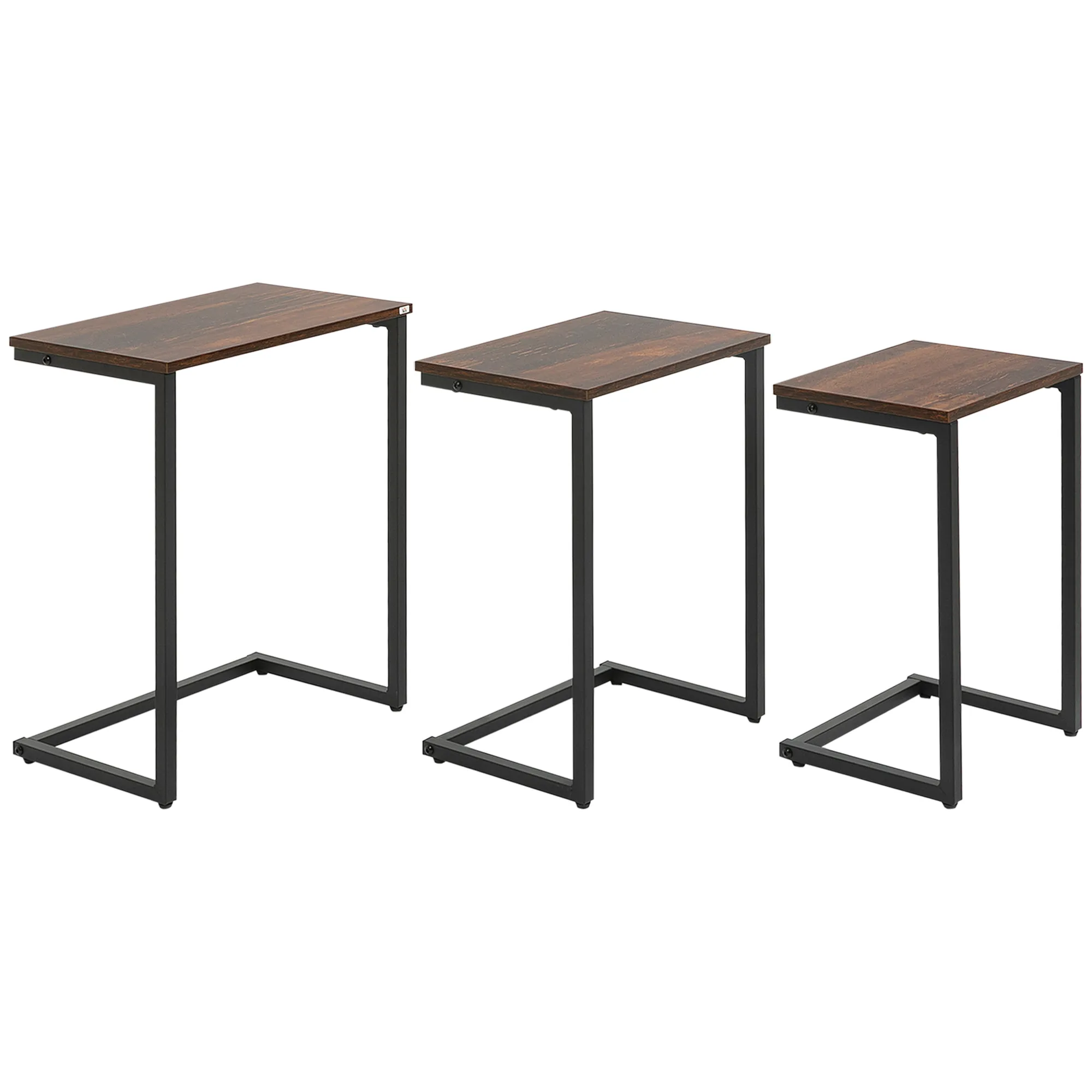 Raffinierte Satztische 45L x 30B x 60H cm, Rustikales Braun