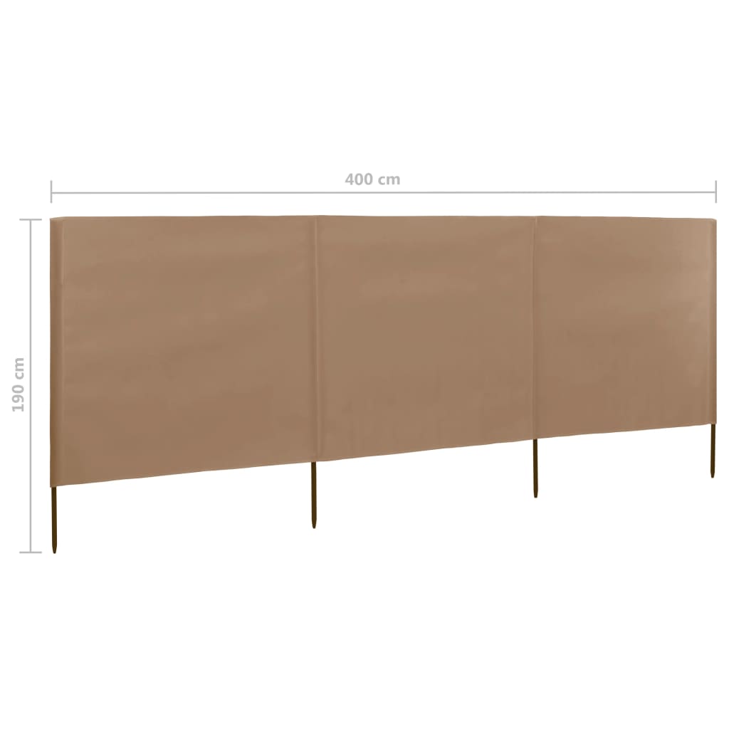 Faltbarer Windschutz 400 x 160 cm in Taupe
