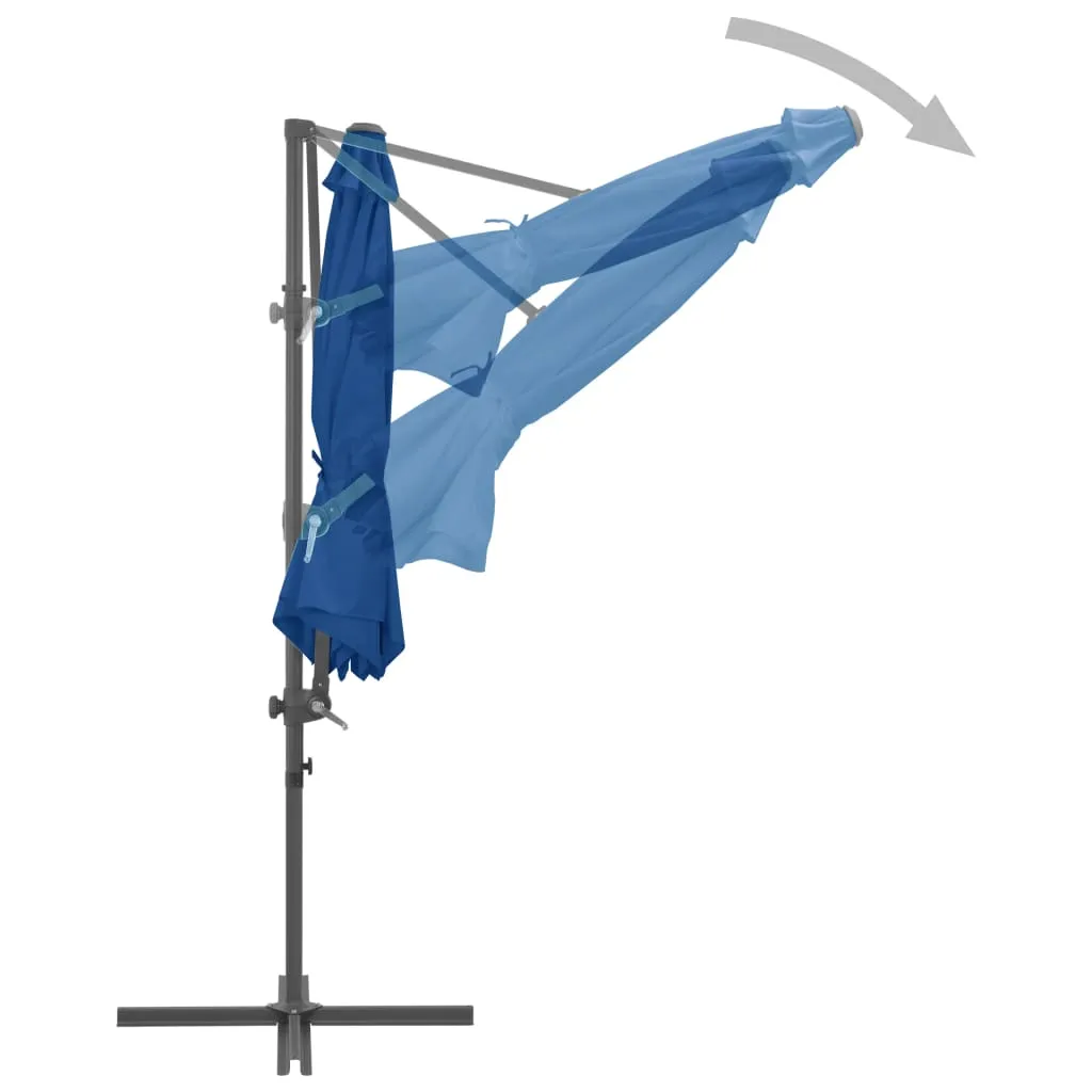 Eleganter Sonnenschirm 300x255 cm in Azurblau mit stabilem Kreuzfuß