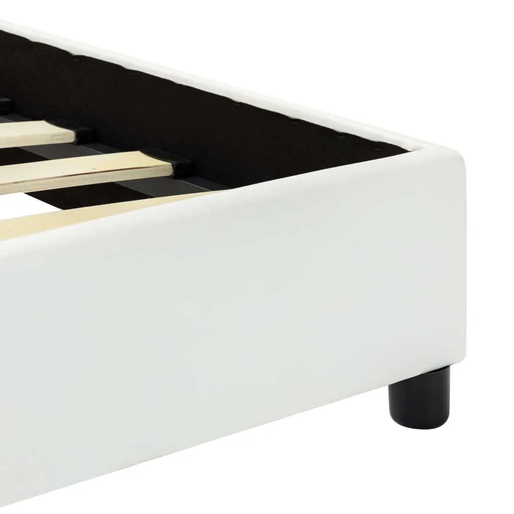 Klassischer Bettrahmen Weiß 212x94x64 cm aus Massivholz und Stahl