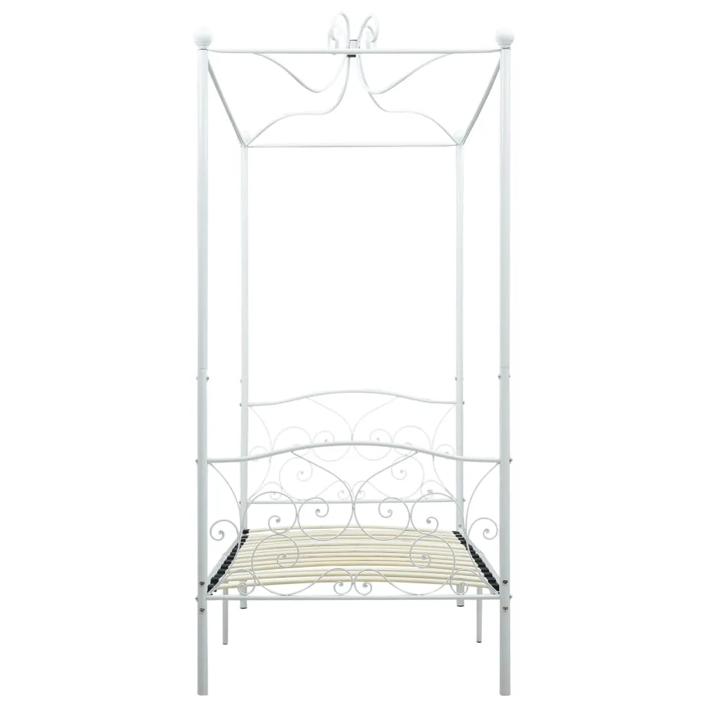 Weißes Himmelbett-Gestell aus Metall 211x99x227 cm