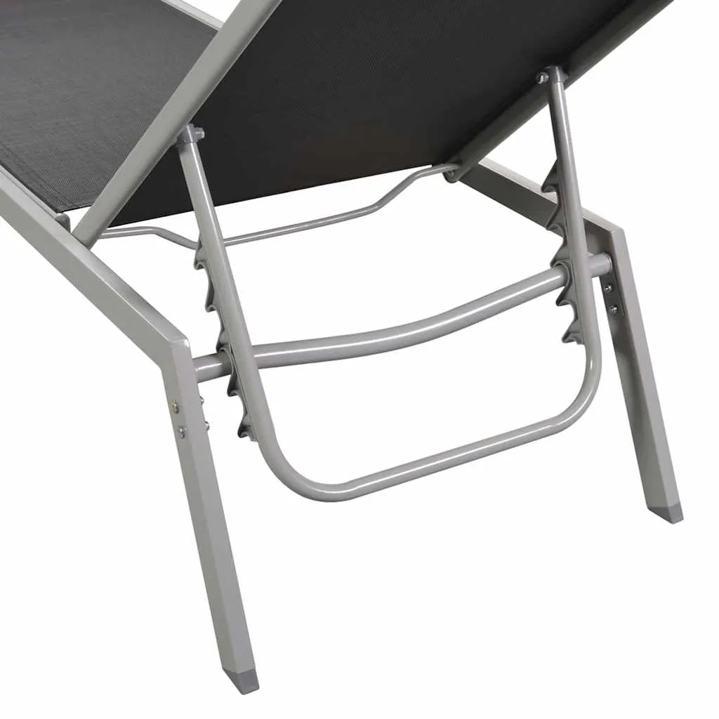 Schwarzes Sonnenliege-Set mit Tisch 200x58x32 cm & 30x30x29,5 cm