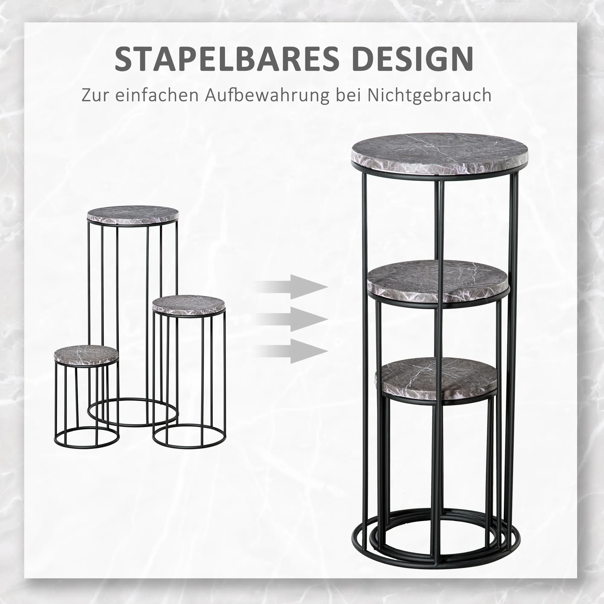 Blumentreppen Set 3-teilig Ø22-30,5 cm Schwarz-Grau