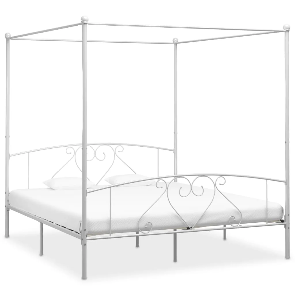 Himmelbett-Gestell Weiß 209x167,5x198 cm Metall
