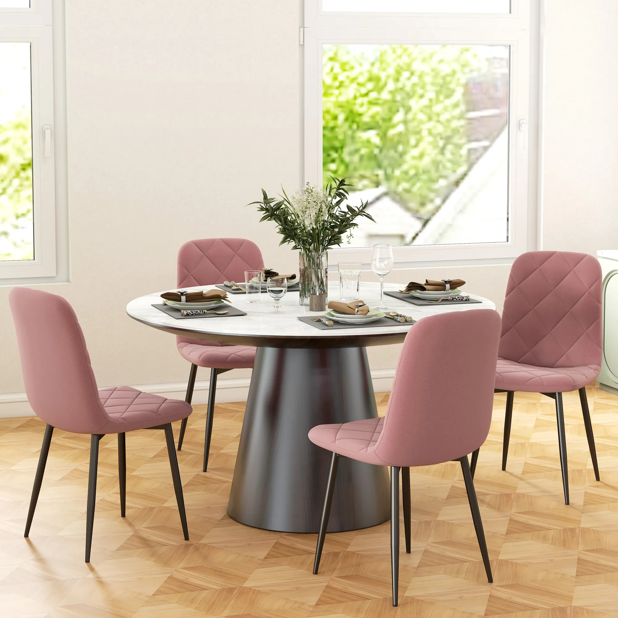 Esszimmerstuhl Set 4-teilig Rosa 45B x 54T x 87H cm