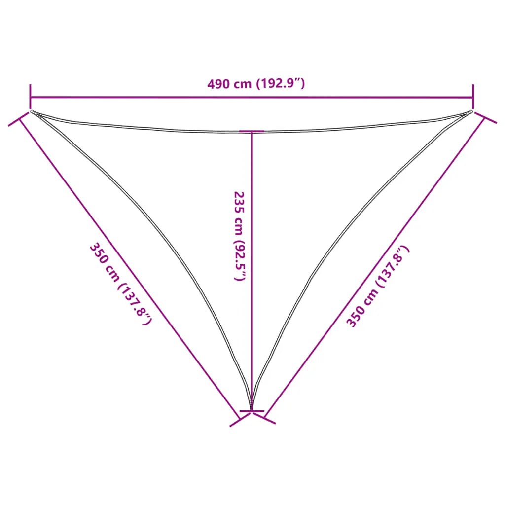 Dreieckiges Sonnensegel 3,5 x 3,5 x 4,9 m in Weiß