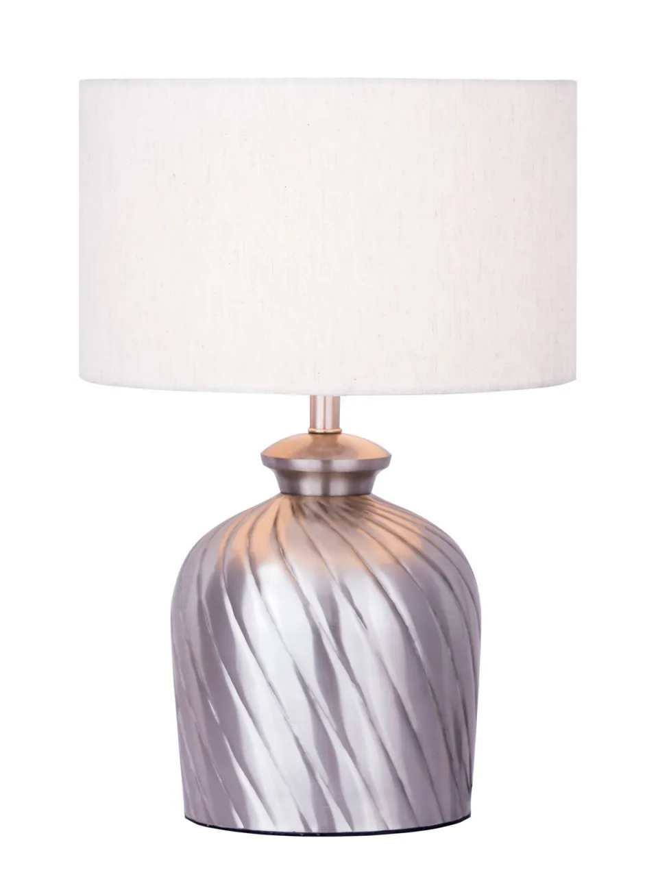 tinkaro Tischlampe SEON Baumwolle/Leinengemisch/Metall Tischleuchte Silber