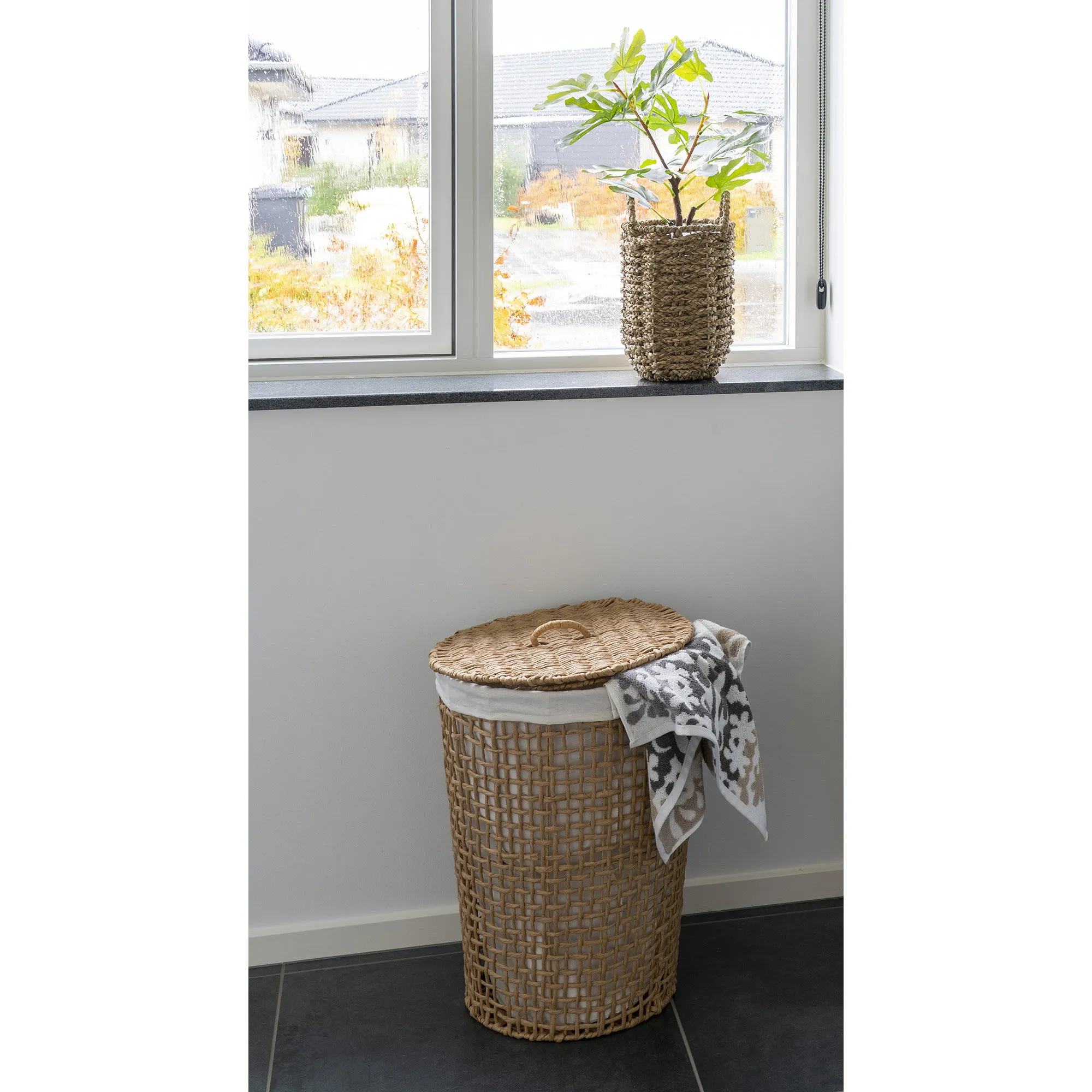 tinkaro Wäschekorb Pomal ø42x56 cm Natur / Weiß