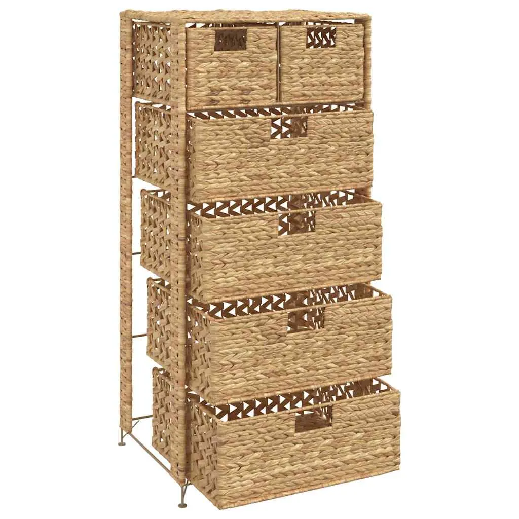 Praktischer Schubladenschrank 47x37x100 cm Braun mit Wasserhyazinthen-Körben