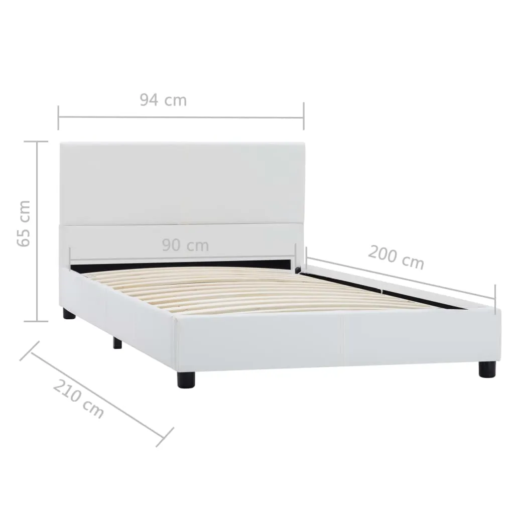 Eleganter weißer Bettrahmen aus MDF mit Kunstleder, 210x94x65 cm