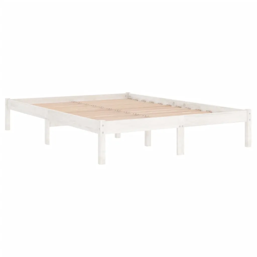Massivholz Bett 195,5x145,5x31 cm Weiß für Matratze 140x190 cm