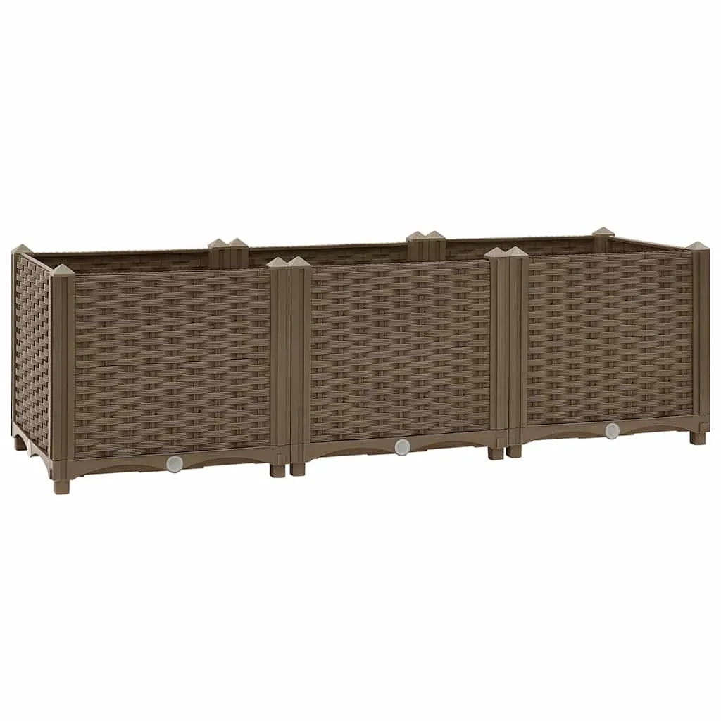 Braunes Hochbeet aus PP 120 x 40 x 38 cm