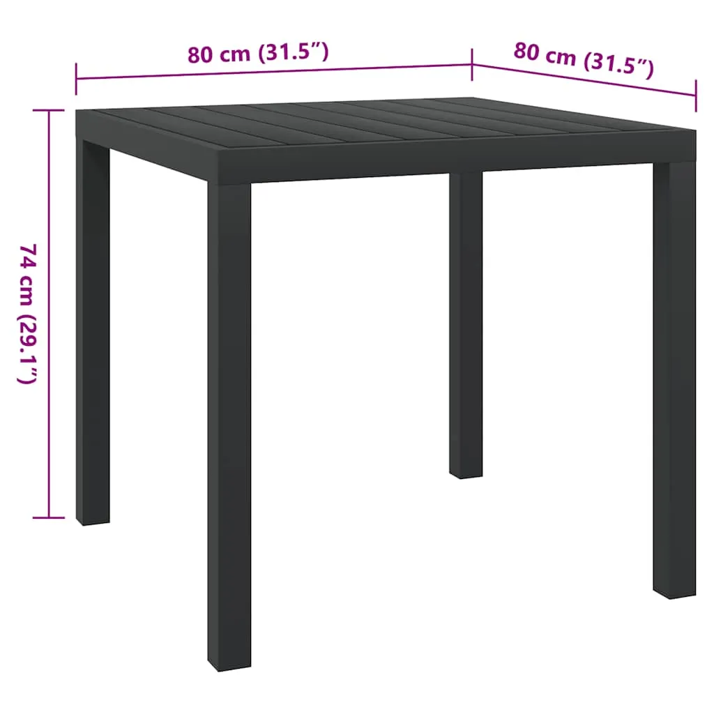 Wetterfester Gartentisch 80 x 80 x 74 cm in Schwarz