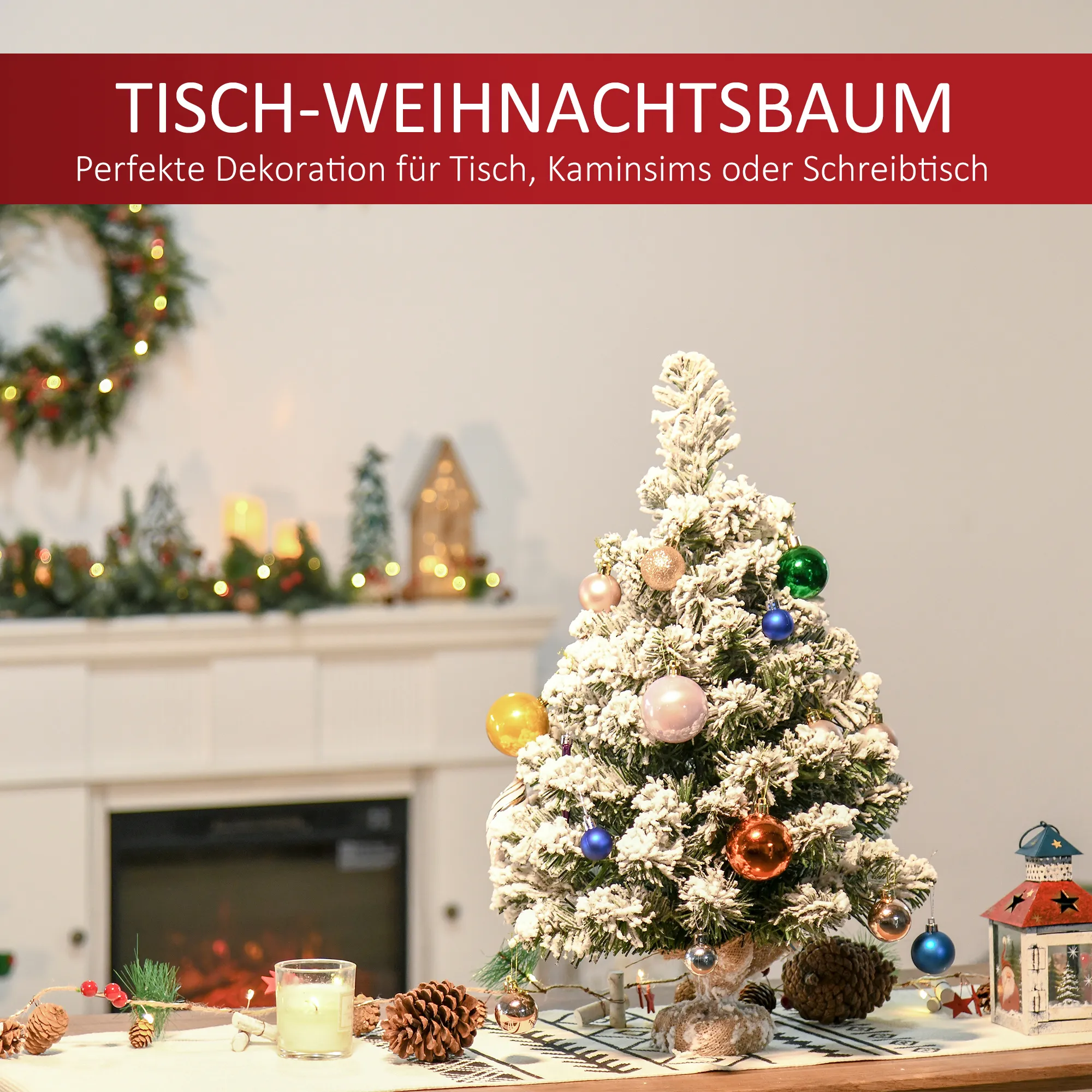 Künstlicher Weihnachtsbaum 60 cm mit Schnee-Effekt, Grün-Weiß