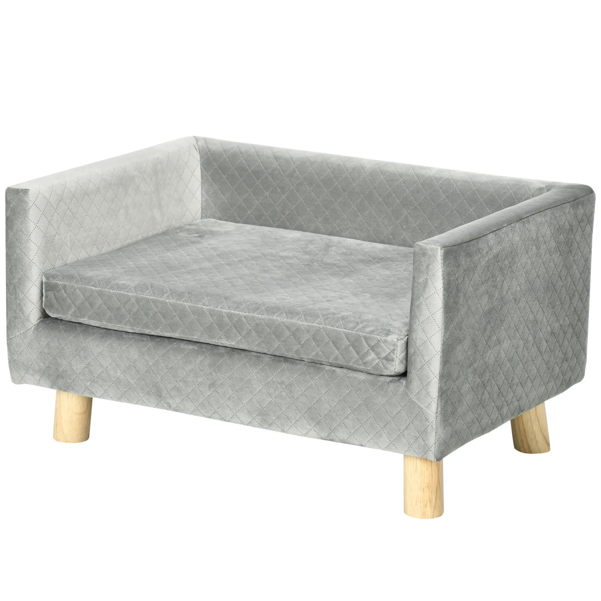Hundesofa skandinavisches Design Samt-Touch Dunkelgrau 64x45x36 cm