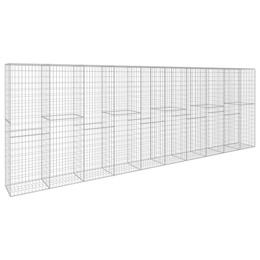 Gabionenwand 600x50x200 cm aus verzinktem Stahl in Silber