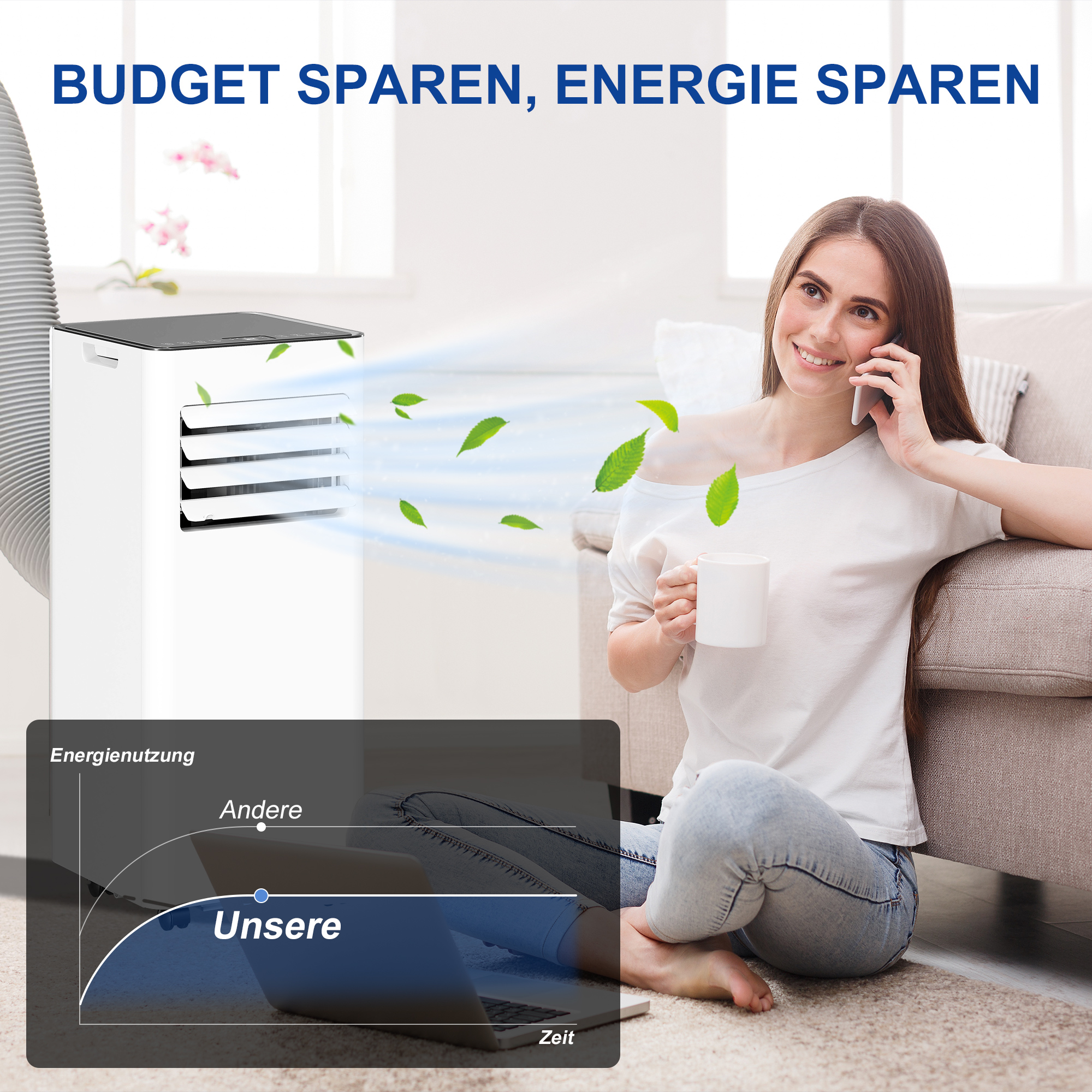 Tragbare Klimaanlage 30L x 29B x 69H cm in Weiß