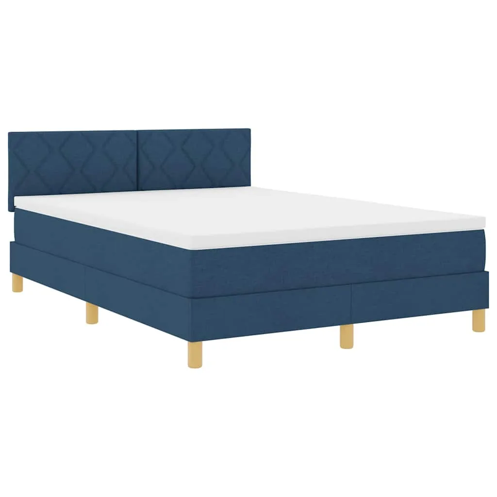 Boxspringbett Blau 140x190 cm mit verstellbarem Kopfteil