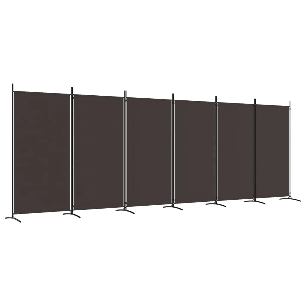 Paravent Raumteiler 520x180 cm Braun mit 6 Paneelen aus Stoff