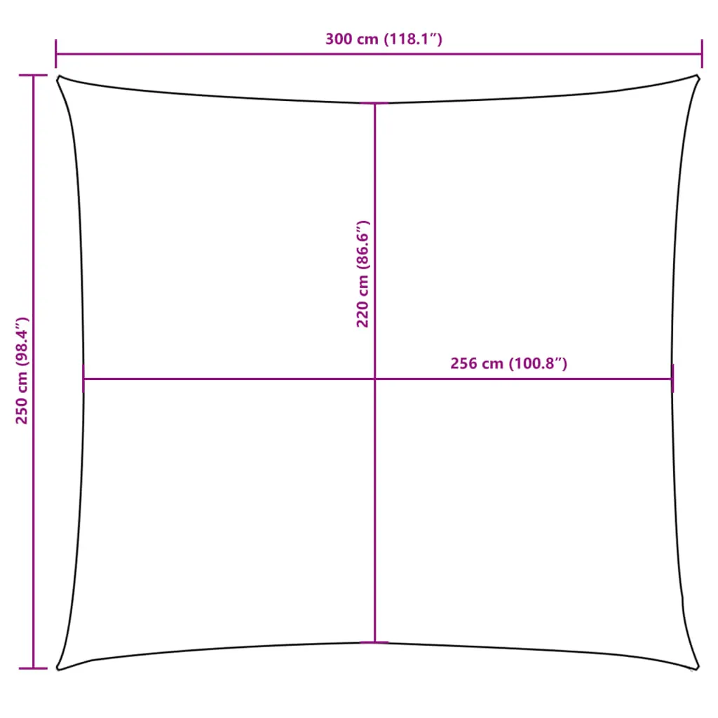 Sonnensegel 2,5 x 3 m Creme aus PU-beschichtetem Oxford-Gewebe