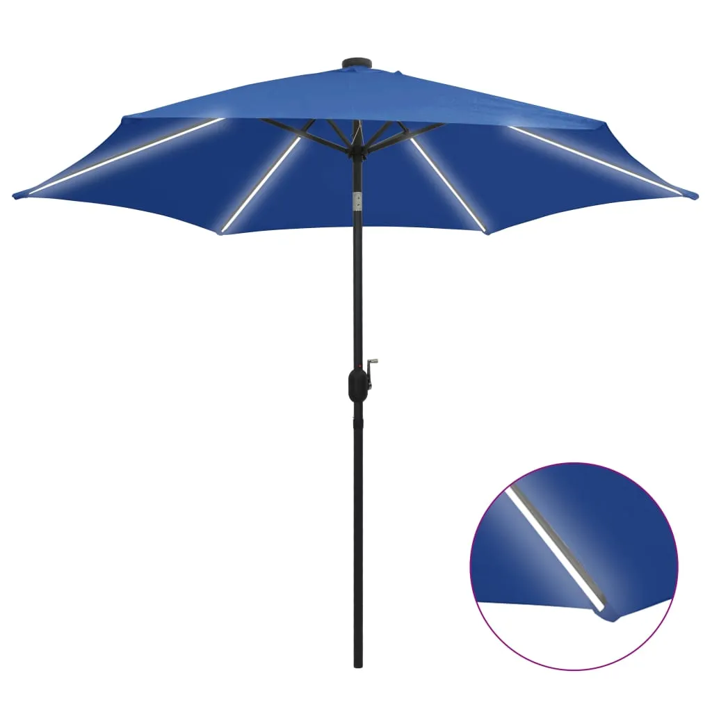 Sonnenschirm Azurblau 300 x 240 cm mit LED und Kurbel