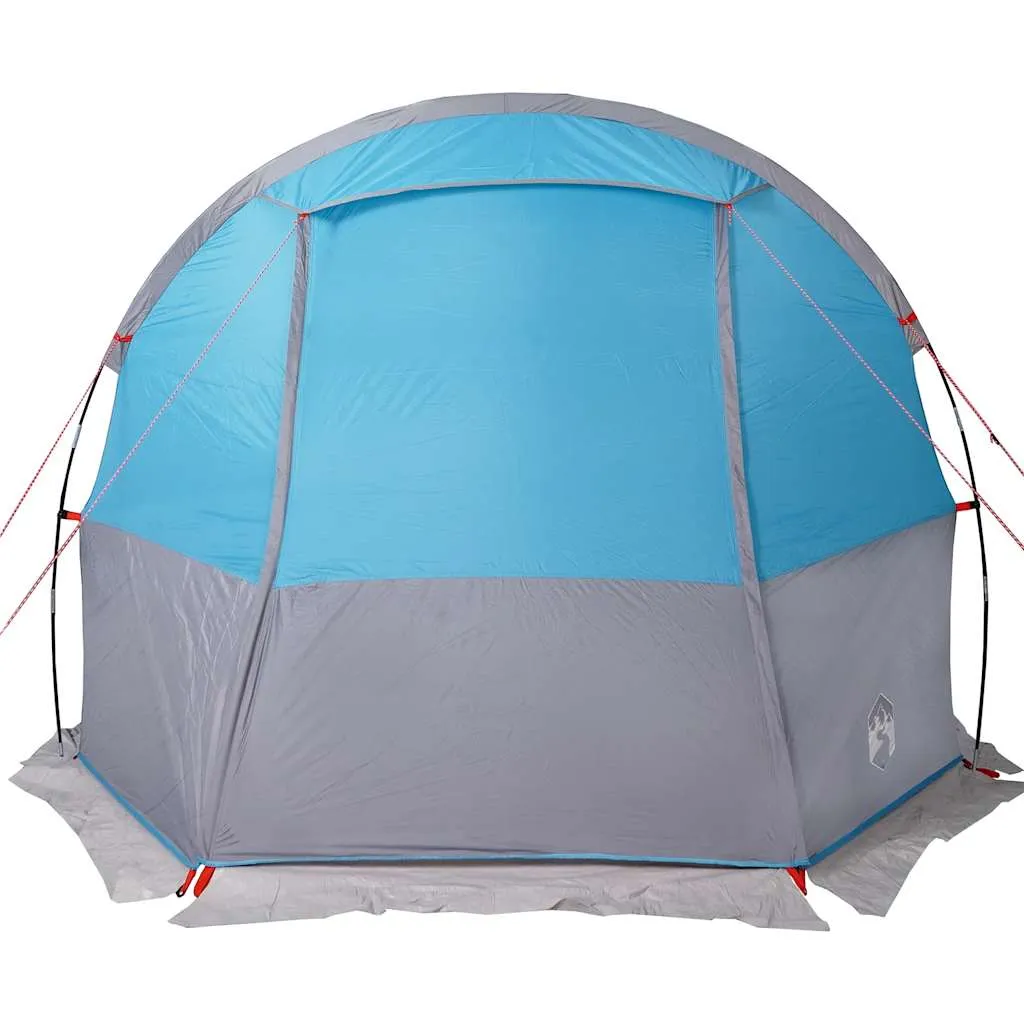 Campingzelt Tunnelzelt Blau 455x265x194 cm mit Überzelt und E-Anschluss