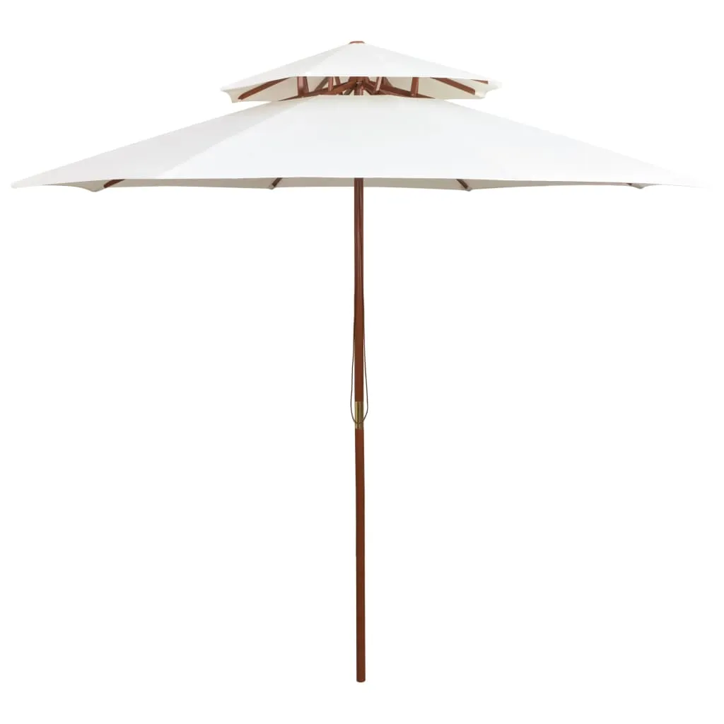 Eleganter Sonnenschirm 270x270 cm Cremeweiß mit Naturholzgestell