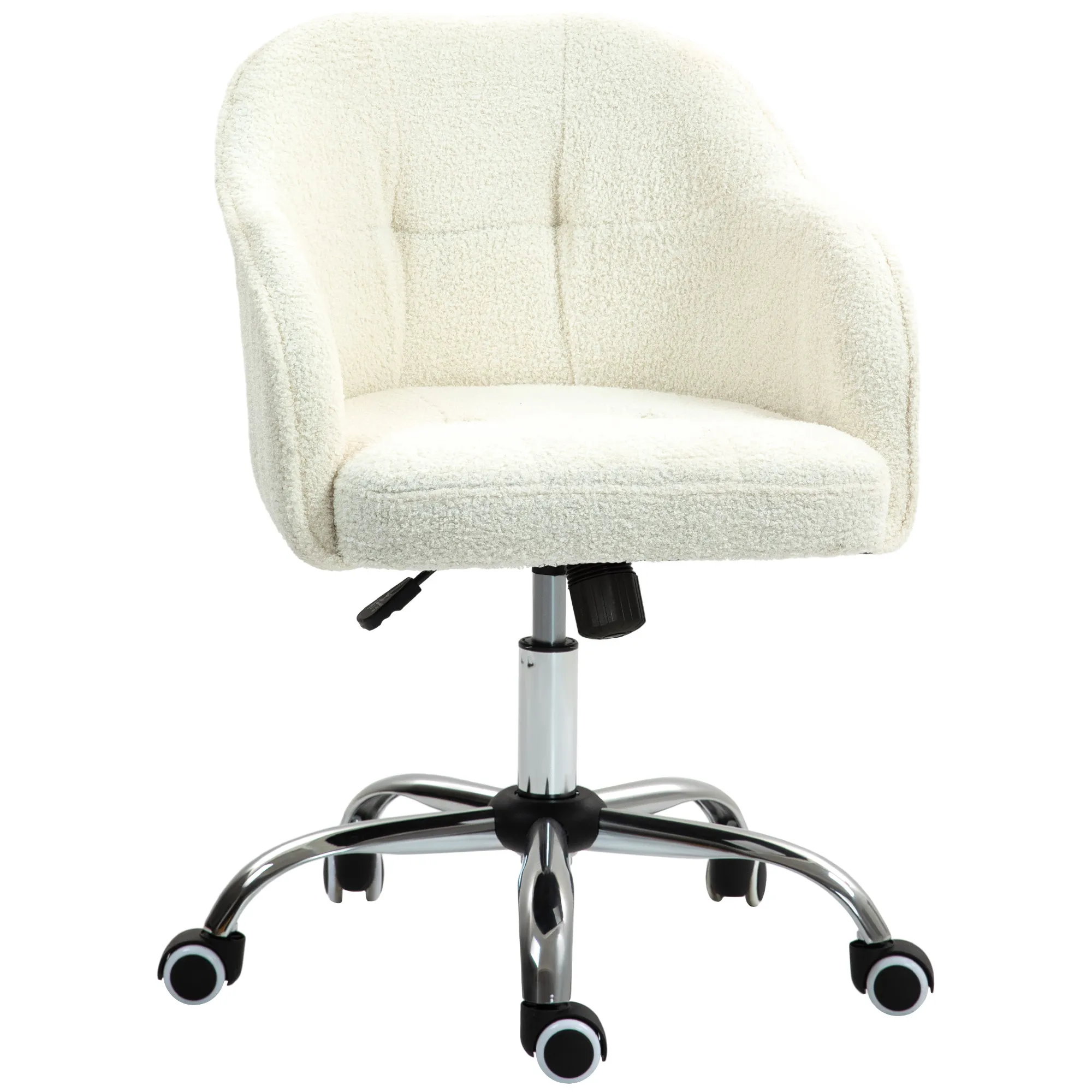 Ergonomischer Bürostuhl 56-86 cm Cremeweiß mit Teddy-Textur