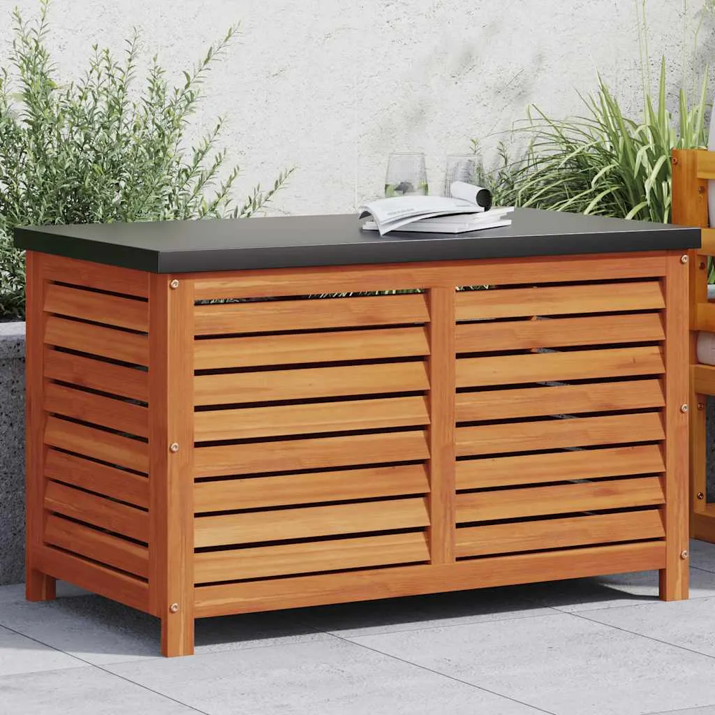 Gartenbox aus Massivholz 60x50x55 cm rötlich-braun mit Metalldeckel