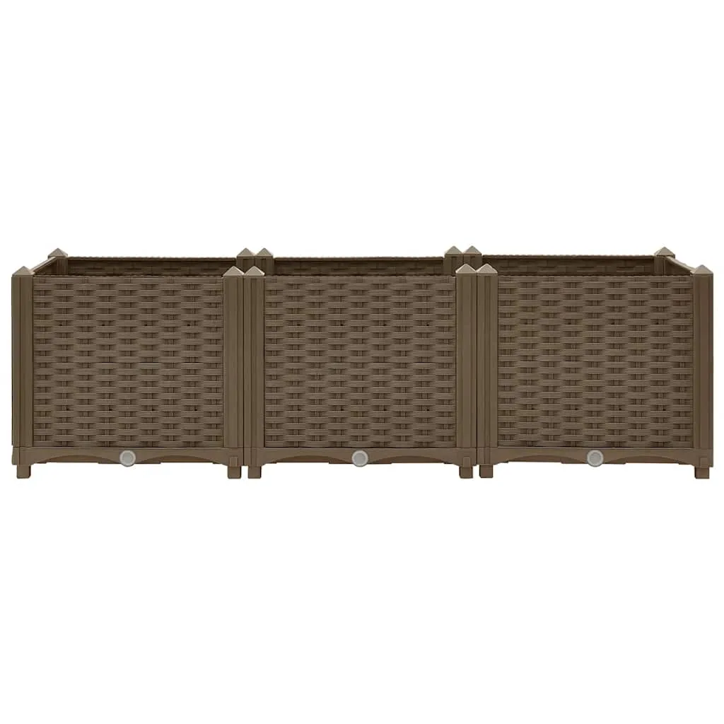 Braunes Hochbeet aus PP 120 x 40 x 38 cm