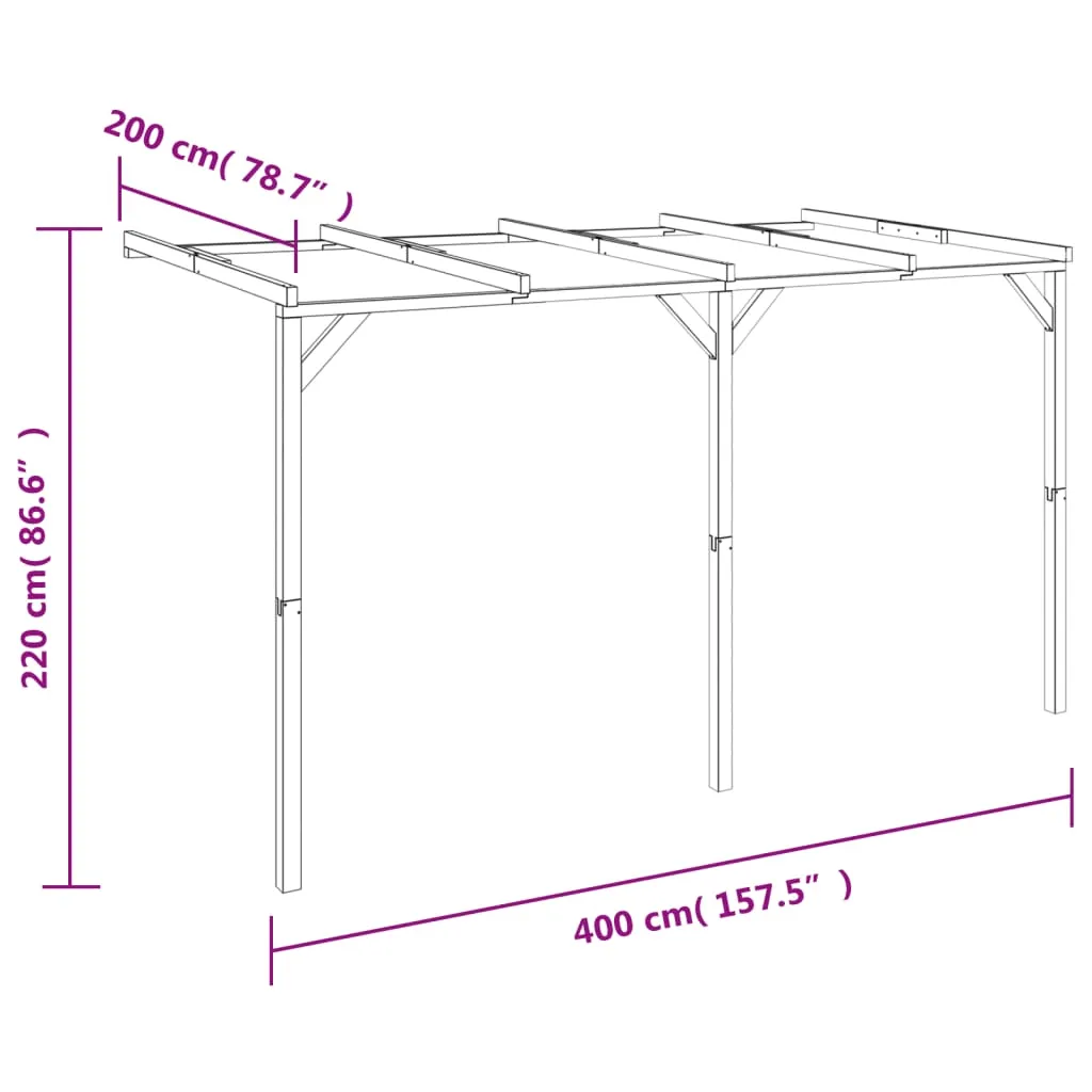 Holz-Pergola aus grün imprägniertem Massivholz 2 x 4 x 2,2 m