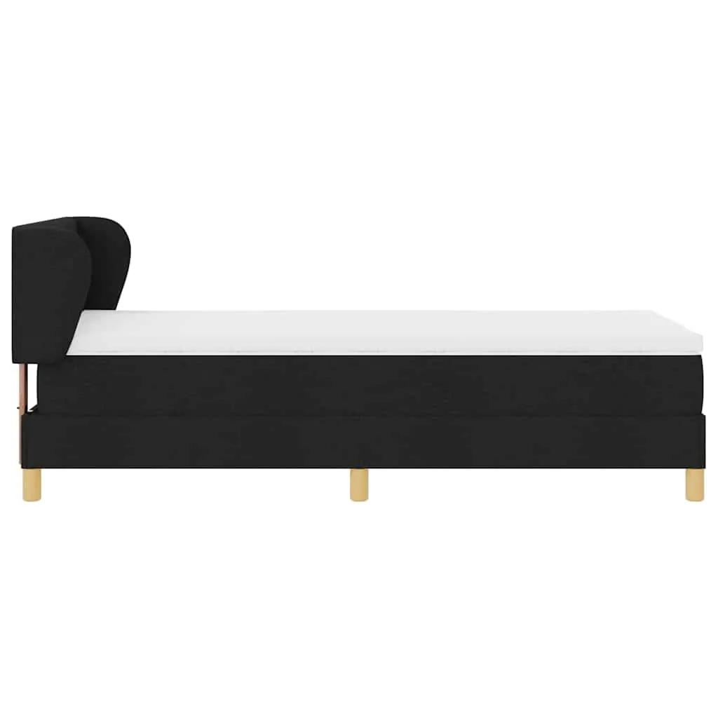 Boxspringbett mit verstellbarem Kopfteil, 90x190 cm, Schwarz