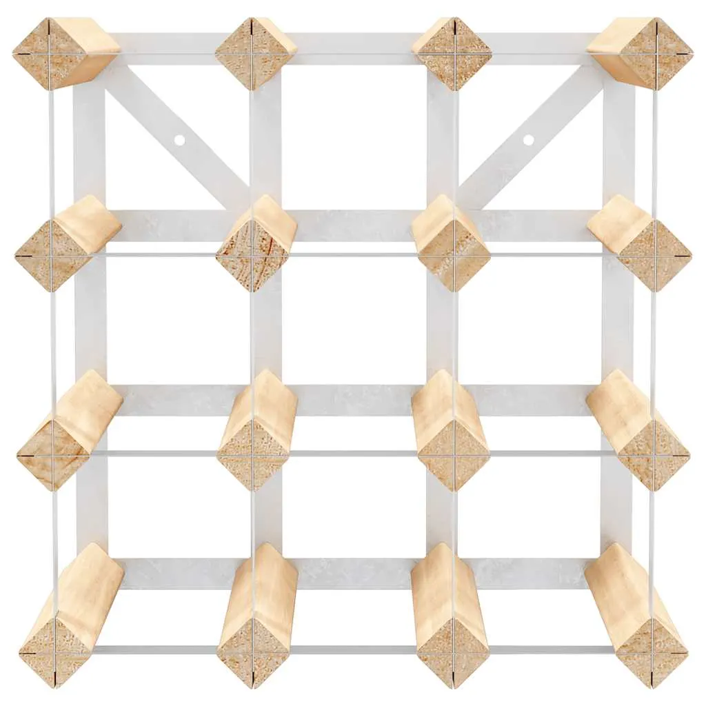 Modernes Weinregal aus Massivholz und verzinktem Stahl 32,5x22,5x32,5 cm