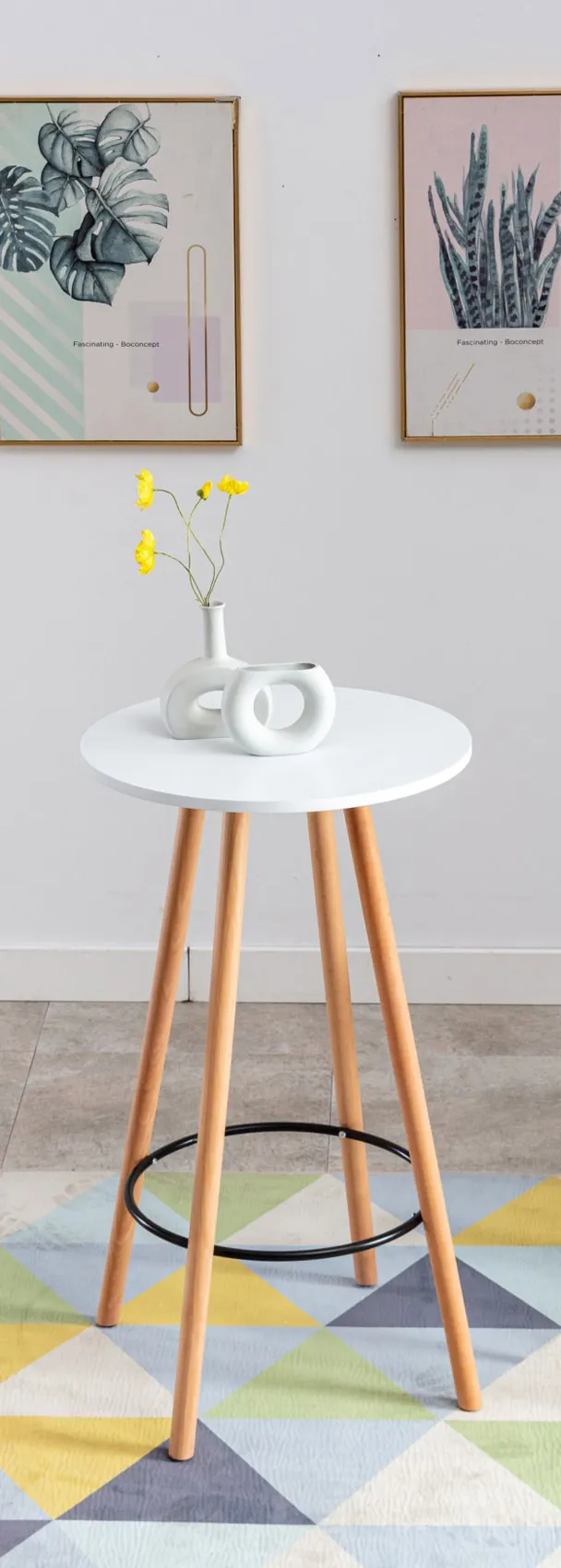 Stehtisch Mijas rund 60x60x107 cm weiß Massivholz