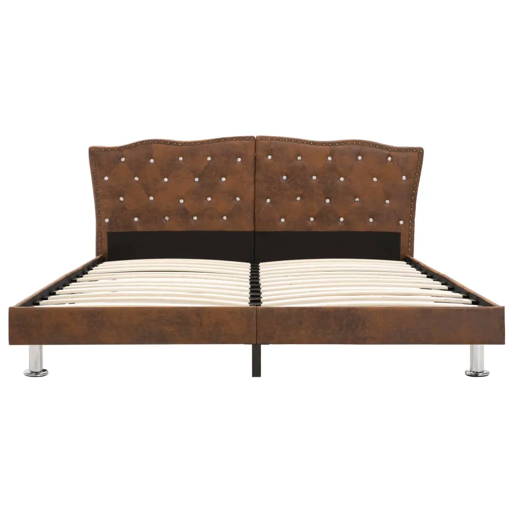 Bettgestell Braun Wildleder-Optik 180x200 cm