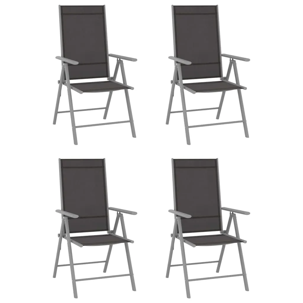 Klappstühle, 4 Stück, Textilene, Schwarz