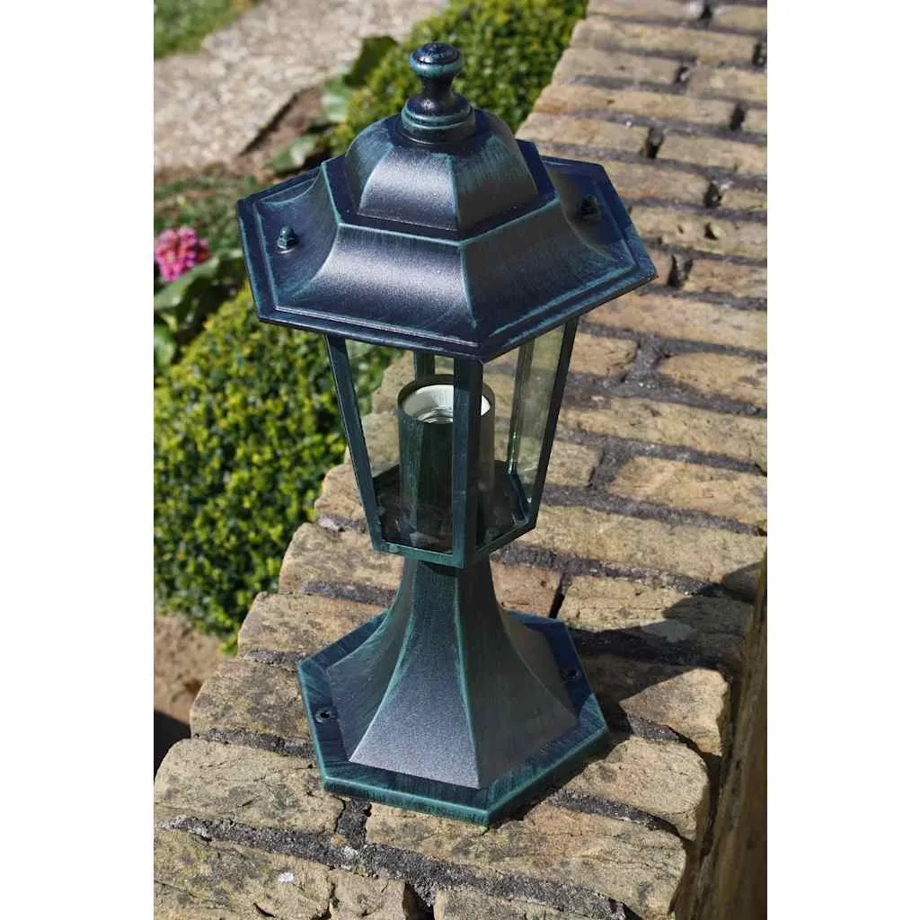 2er Set Gartenleuchten 41 cm Dunkelgrün und Schwarz Aluminium Glas