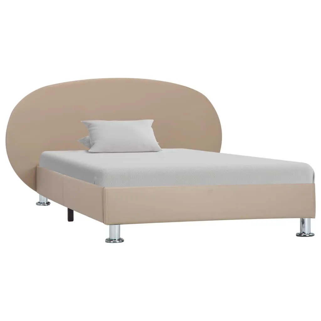 Modernes Polsterbett 208x133x70 cm Cappuccino-Braun mit Kunstlederbezug