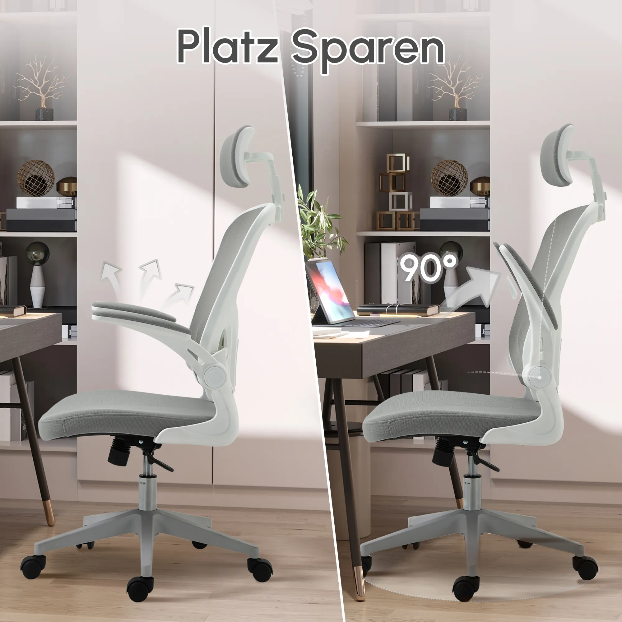 Ergonomischer Bürostuhl Grau 65B x 64T x 114-122H cm