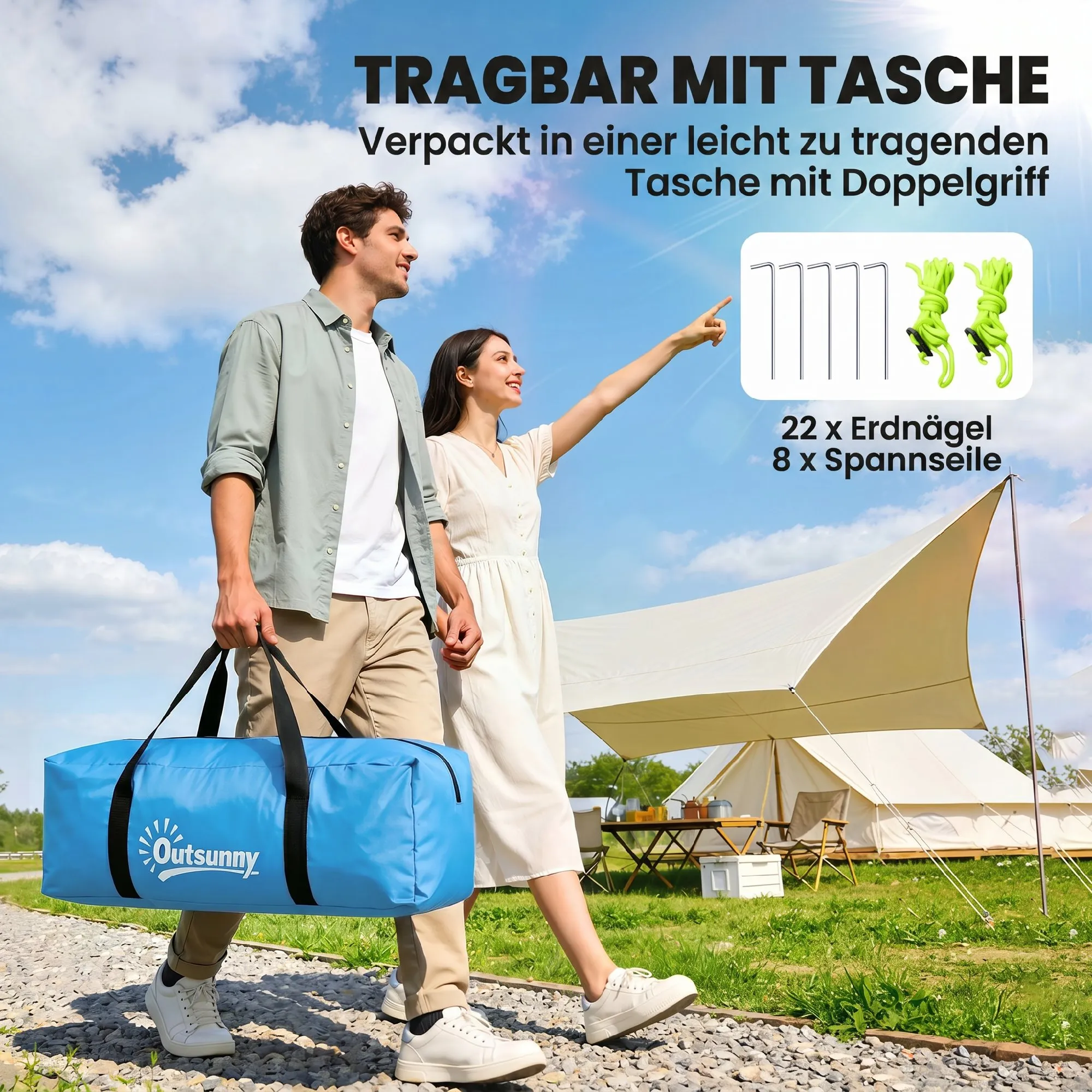 Familienzelt 3-4 Personen 475x264x172 cm Blau