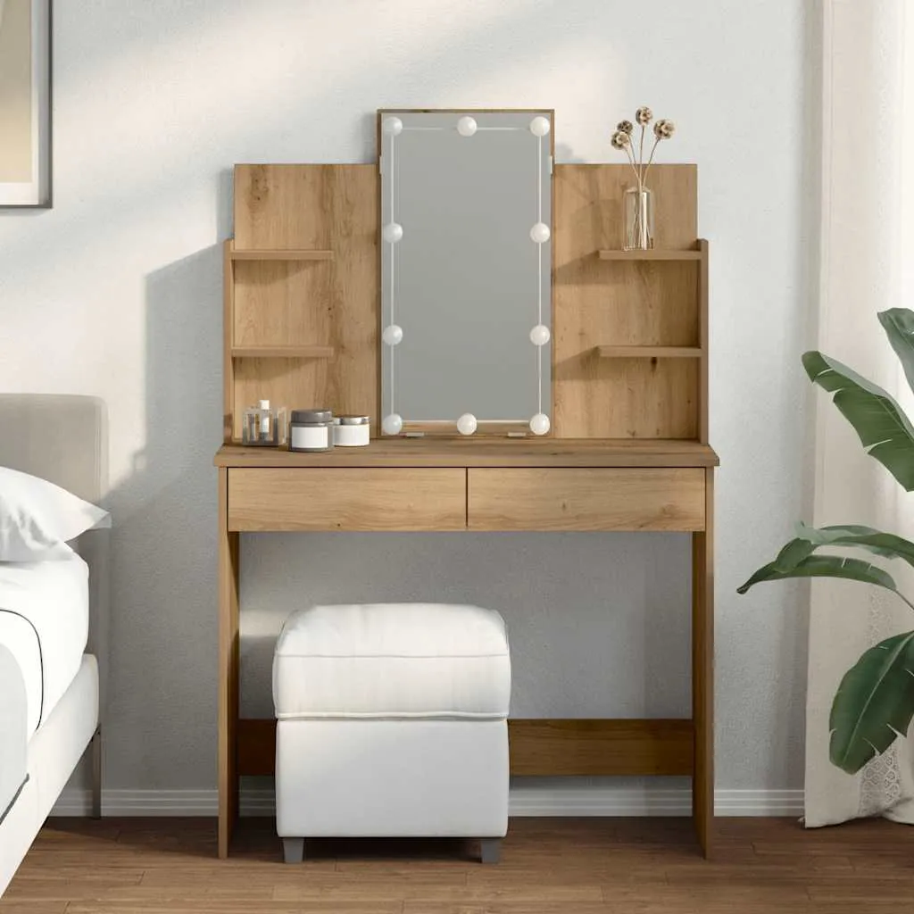 Schminktisch mit Spiegel 96x40x142 cm in Artisan-Eiche