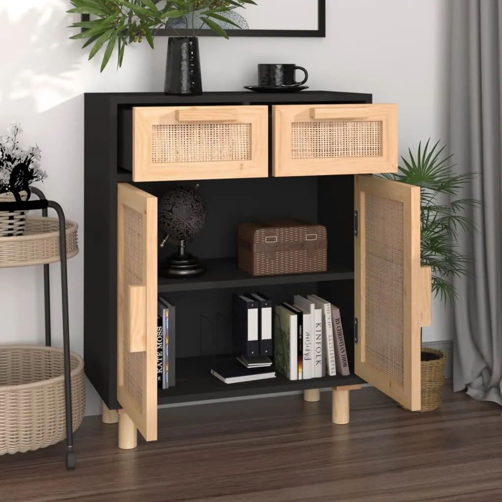 Praktisches Sideboard Schwarz 60 x 30 x 75 cm