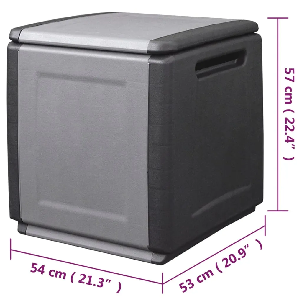 Garten-Aufbewahrungsbox 54x53x57 cm in Dunkelgrau und Schwarz