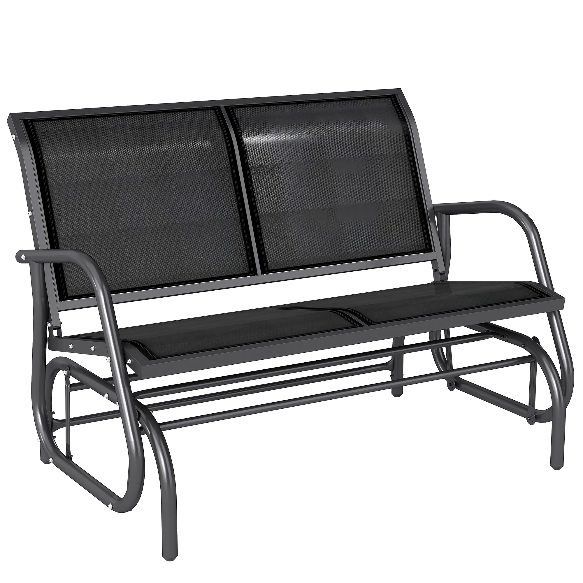 Klassischer Balkon Schaukelstuhl 120L x 70B x 85H cm Schwarz