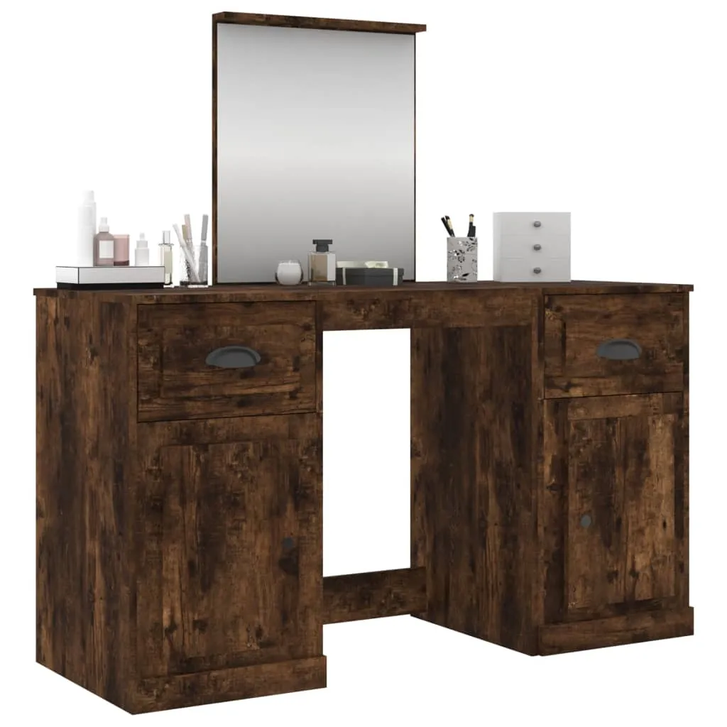 Schminktisch mit Spiegel Räuchereiche 130x50x132,5 cm