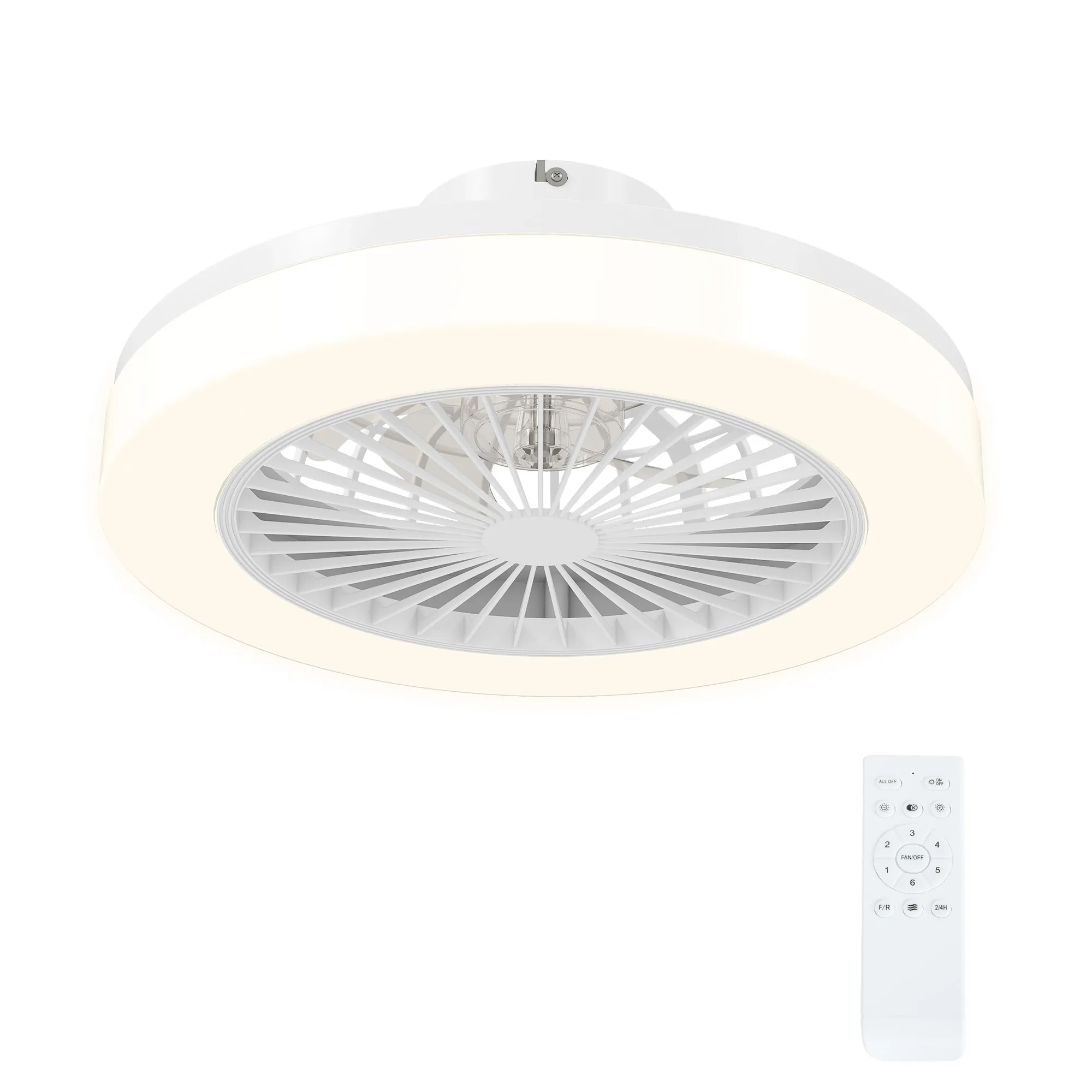 Deckenventilator mit Licht Ø50 x 22,5H cm in Weiß