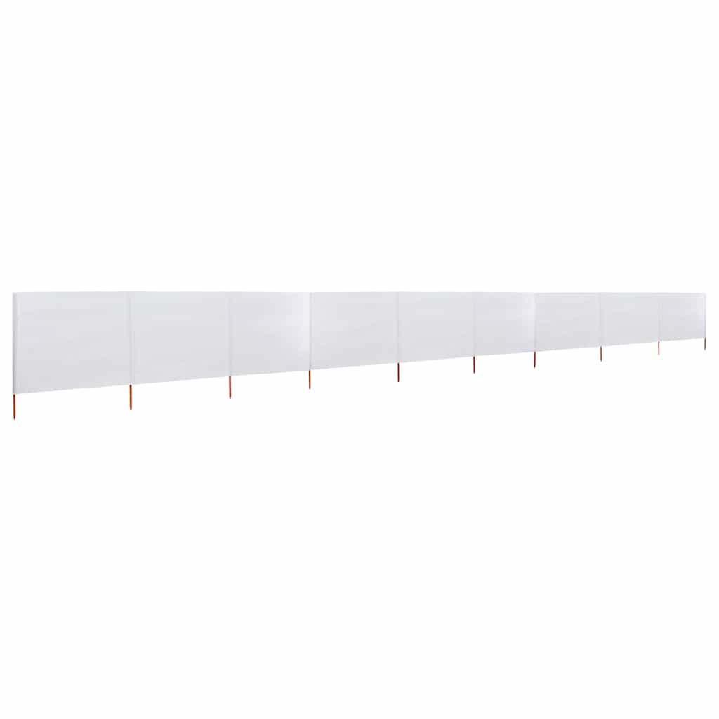 9-teiliger faltbarer Windschutz 1200x160 cm Sandweiß mit Massivholzpfählen