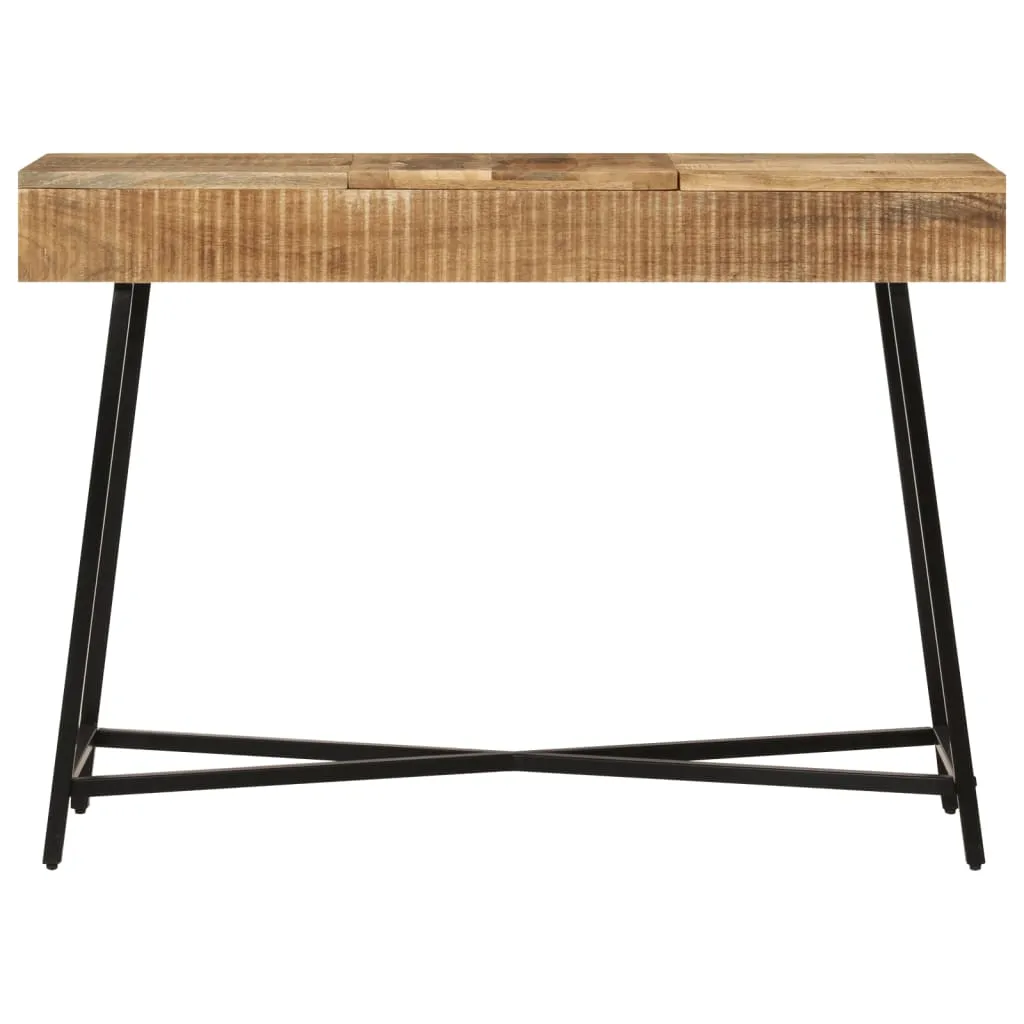 Schminktisch aus Vollholz mit Eisenbeinen 105 x 35 x 75 cm Schwarz
