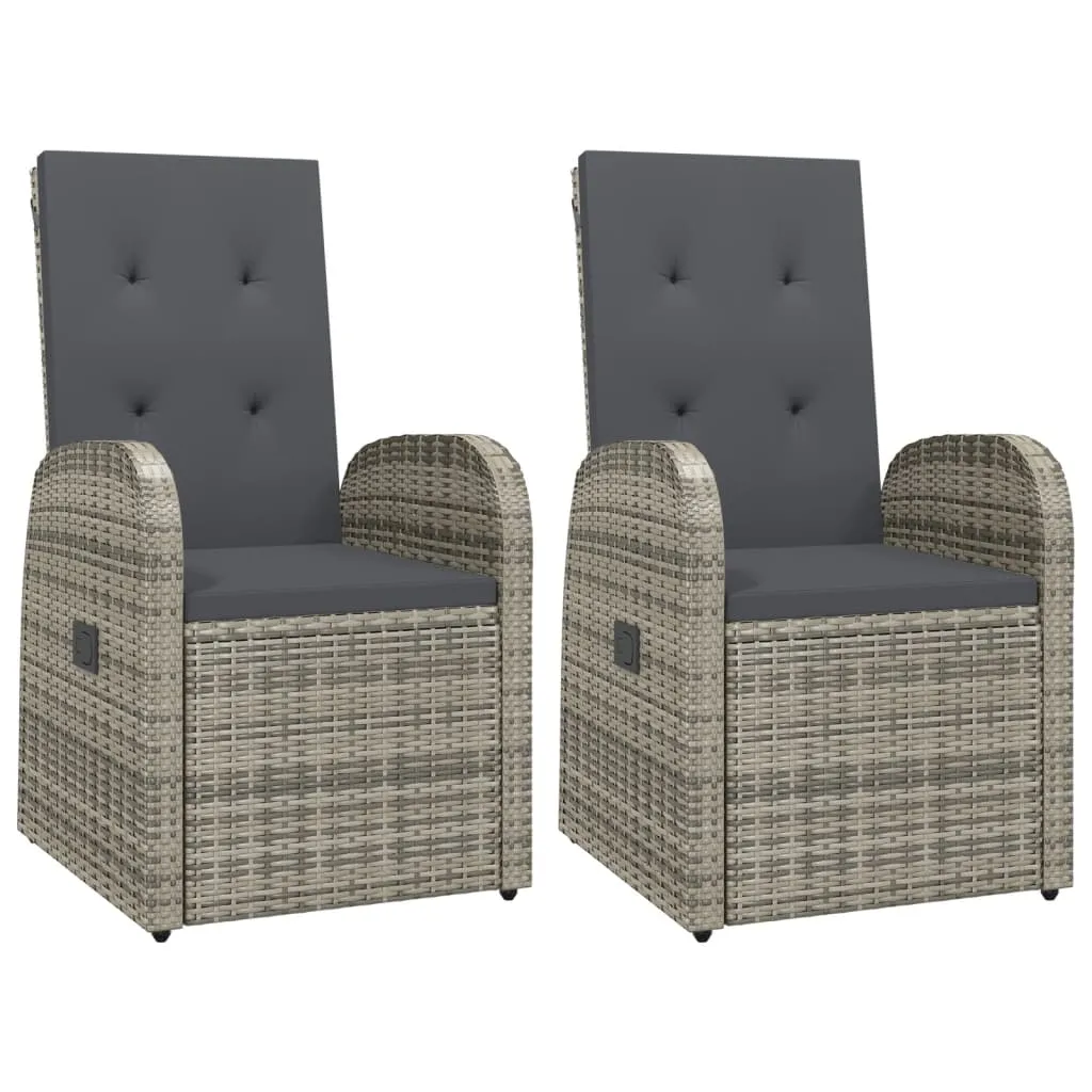 Rattan-Gartensessel 57x69x106 cm Grau mit Sitzkissen Dunkelgrau