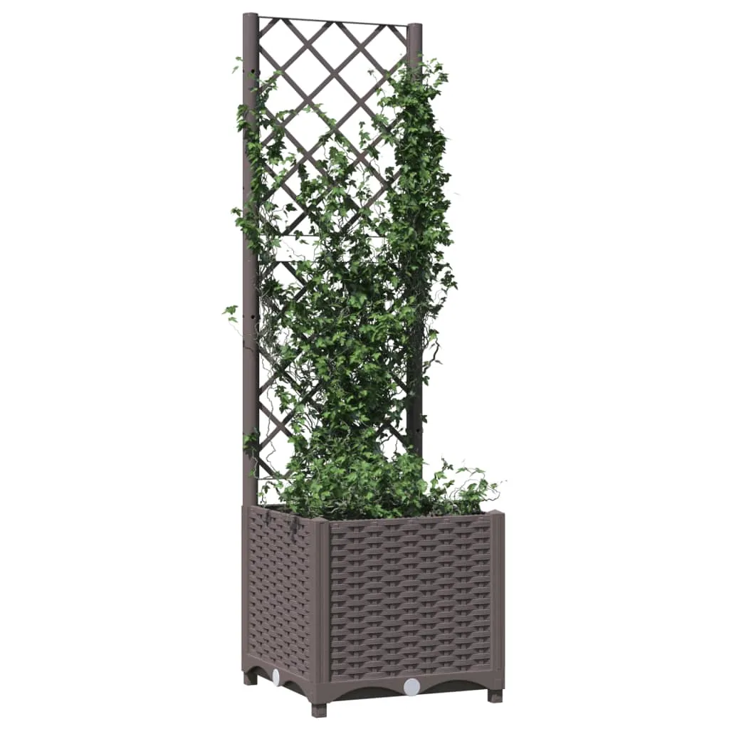 Pflanzgefäß mit Rankgitter 40 x 40 x 136 cm Braun
